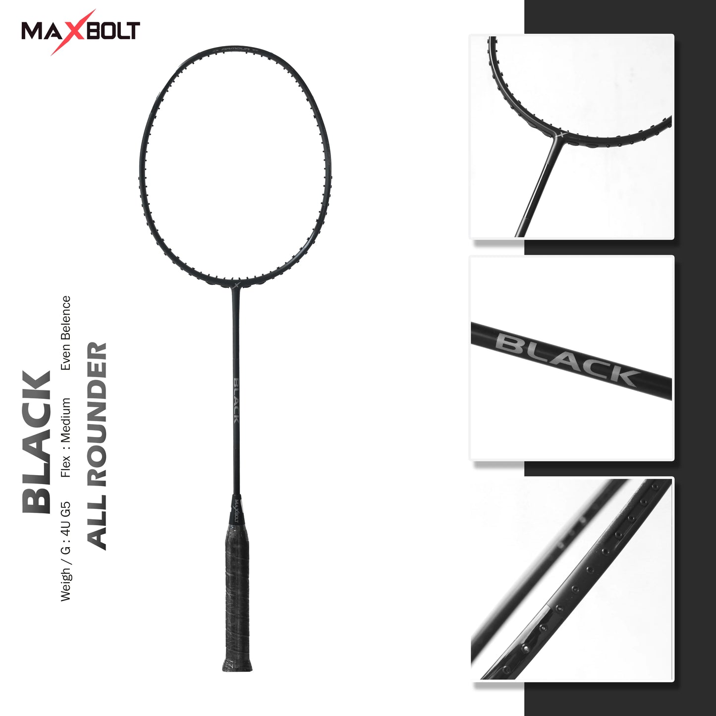 MAXBOLT BLACK UNSTRUNG BADMINTON RACKET