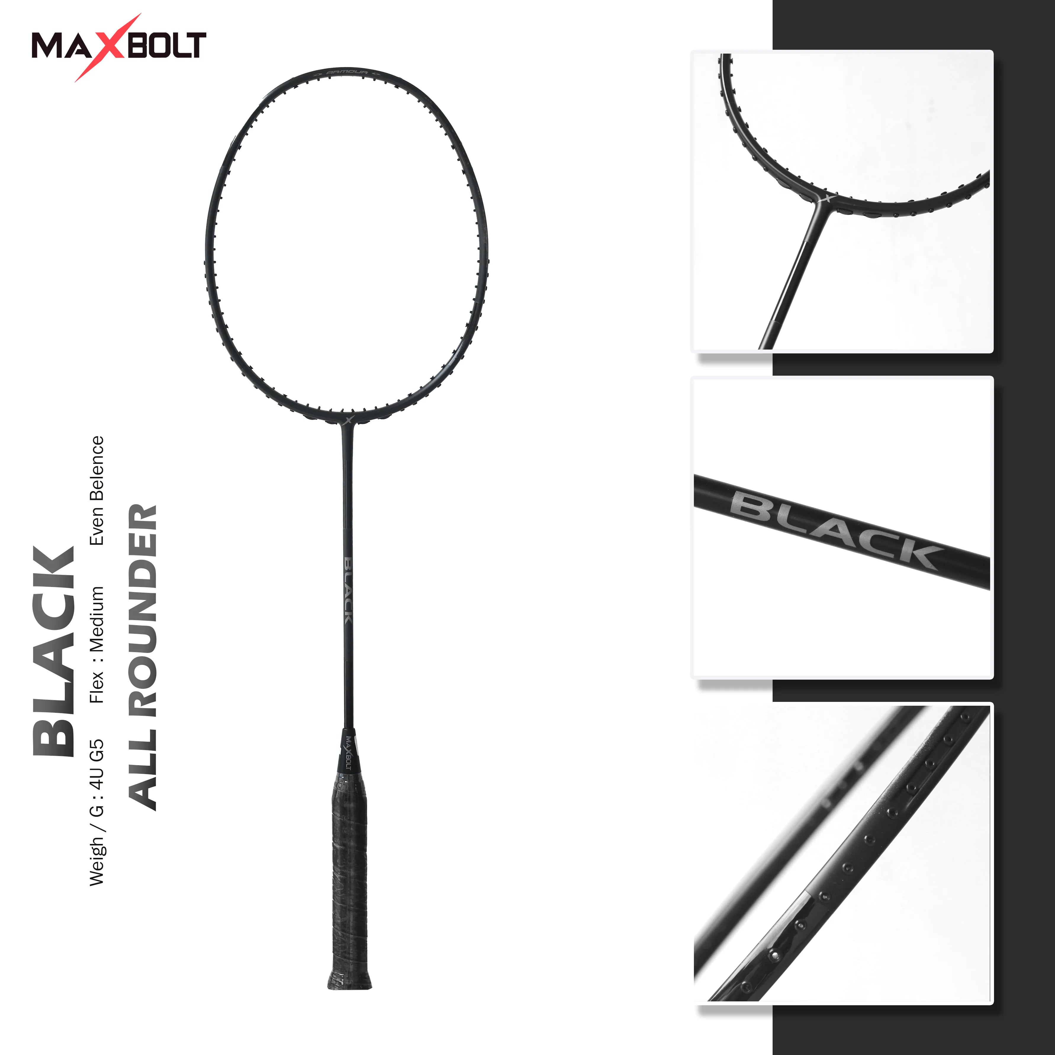 Bolt Shuttle Racket MAXBOLT BLACK UNSTRUNG BADMINTON RACKET – Olympic Sporting
